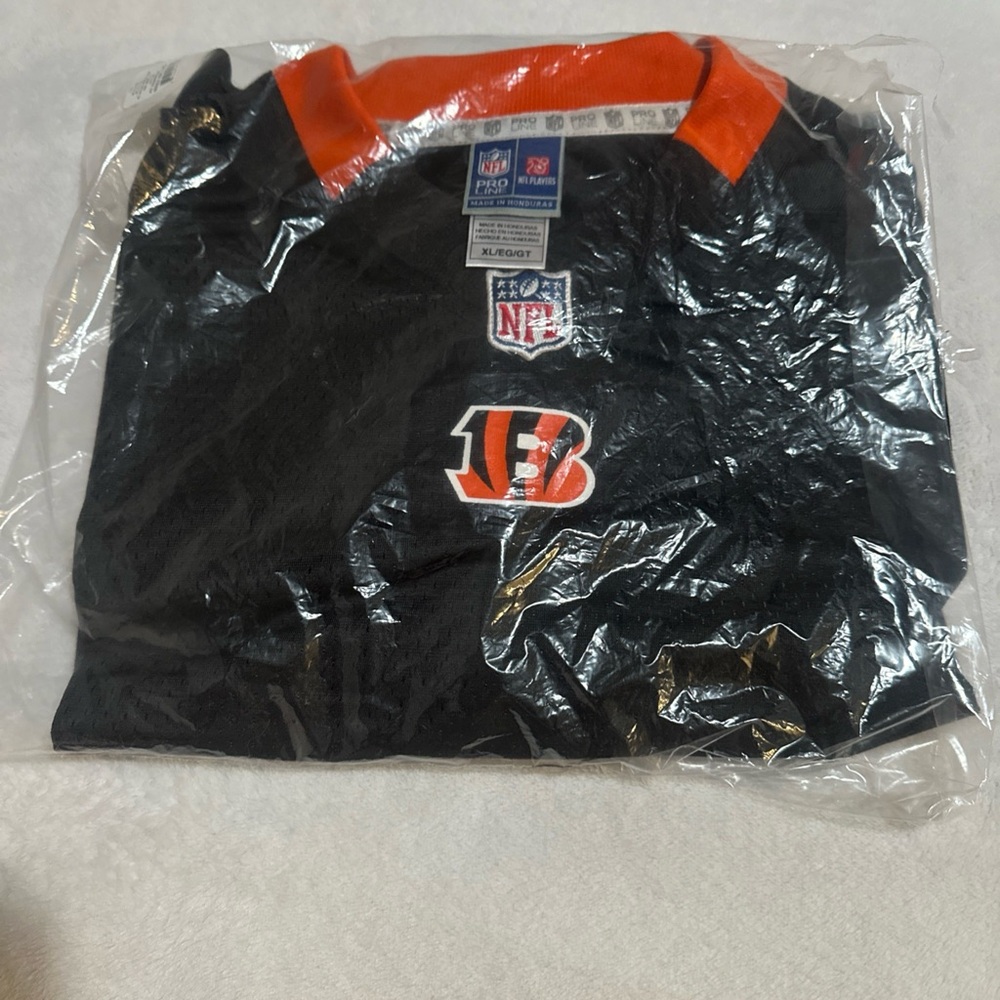 NFL Men's Black and Orange Jersey